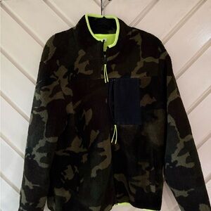 PacSun Camo Fleece Jacket with Neon Trim